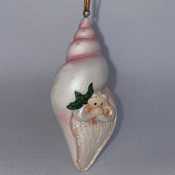 Santa Claus Sea Shell Nautical Seashell Ornament Hand Painted Resin - Picture 2 of 4